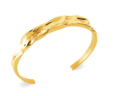 JONC ouvert Femme ACIER DORE motif  martelé