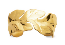 Charger l&#39;image dans la galerie, JONC ouvert Femme ACIER DORE motif feuille
