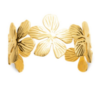 Charger l&#39;image dans la galerie, JONC ouvert Femme ACIER DORE motif fleur
