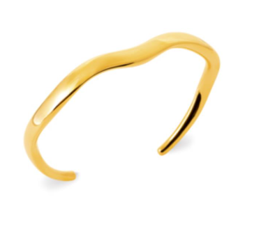 JONC ouvert Femme ACIER DORE motif ondulé