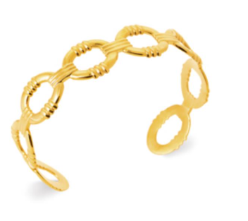 JONC ouvert Femme ACIER DORE motif anneaux soudés