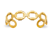 Charger l&#39;image dans la galerie, JONC ouvert Femme ACIER DORE motif anneaux soudés
