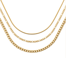 Charger l&#39;image dans la galerie, COLLIER Dame ACIER DORE 3 rangs

