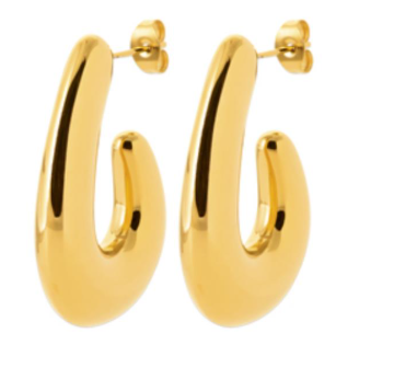 BOUCLES D'OREILLES Dame 1/2 créole bombée ACIER DORE INOXYDABLE