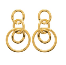 Charger l&#39;image dans la galerie, BOUCLES D&#39;OREILLES Dames pendantes 4 anneaux acier doré
