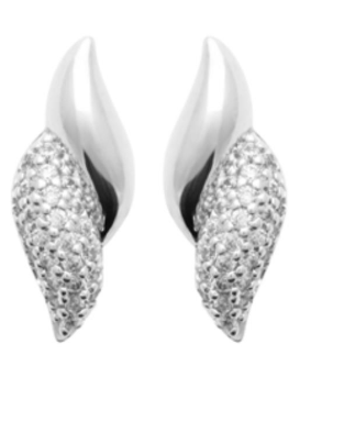 BOUCLES D'OREILLES Dame puces forme torsade ARGENT RHODIE oxyde