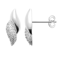 Charger l&#39;image dans la galerie, BOUCLES D&#39;OREILLES Dame puces forme torsade ARGENT RHODIE oxyde
