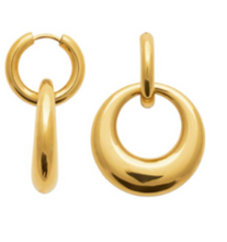 Charger l&#39;image dans la galerie, BOUCLE D OREILLE Femme  CREOLE ACIER PVD DORE
