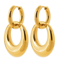 Charger l&#39;image dans la galerie, BOUCLE D OREILLE Femme  CREOLE ACIER PVD DORE
