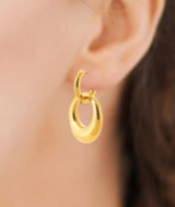 Charger l&#39;image dans la galerie, BOUCLE D OREILLE Femme  CREOLE ACIER PVD DORE
