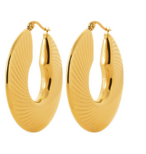 Charger l&#39;image dans la galerie, BOUCLES D&#39;OREILLES Dame Créoles  ACIER DORE INOXYDABLE
