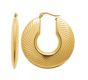 BOUCLES D'OREILLES Dame Créoles  ACIER DORE INOXYDABLE