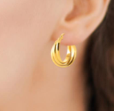 Charger l&#39;image dans la galerie, BOUCLES D&#39;OREILLES Dame Créoles  ACIER DORE INOXYDABLE torsadées
