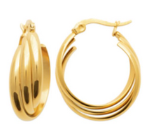 Charger l&#39;image dans la galerie, BOUCLES D&#39;OREILLES Dame Créoles  ACIER DORE INOXYDABLE torsadées
