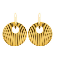 Charger l&#39;image dans la galerie, DEMI CREOLE Femme ACIER DORE avec pastille striée
