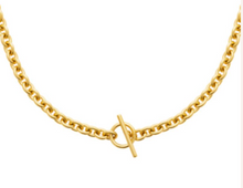 Charger l&#39;image dans la galerie, COLLIER Femme ACIER DORE MAILLE OVALE
