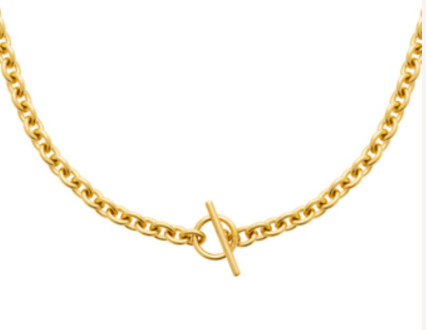 COLLIER Femme ACIER DORE MAILLE OVALE