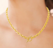 Charger l&#39;image dans la galerie, COLLIER Femme ACIER DORE MAILLE OVALE
