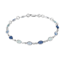 Charger l&#39;image dans la galerie, BRACELET femme ARGENT RHODIE CRISTAL BLEU OU ROSE

