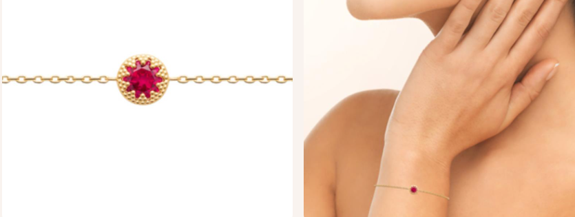 BRACELET Dame oxyde rose fuchsia PLAQUE OR