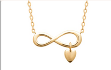 Charger l&#39;image dans la galerie, COLLIER Dame infini + pampille  coeur PLAQUE OR
