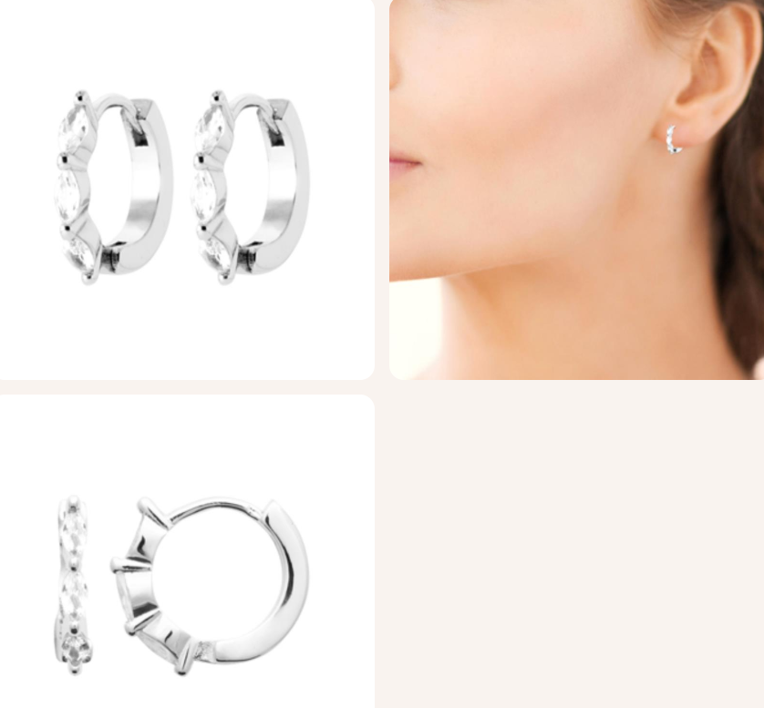 CREOLE Femme ARGENT RHODIE ET 3 OZ BLANCS