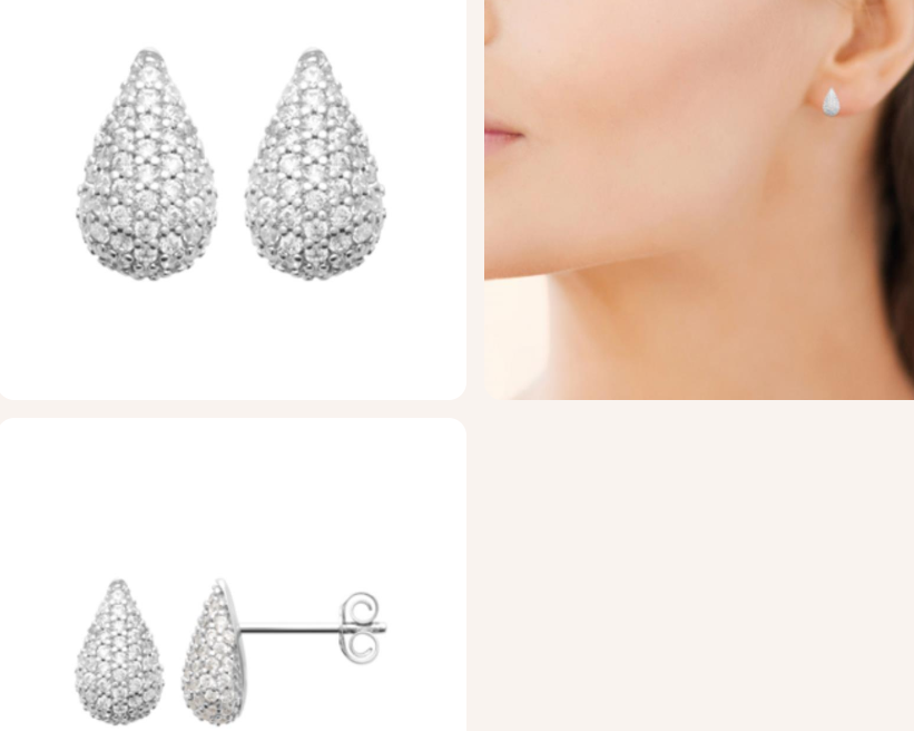 BOUCLES D'OREILLES Dame forme goutte ARGENT RHODIE