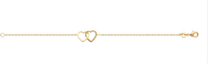 BRACELET Dame cœurs entrelacés PLAQUE OR