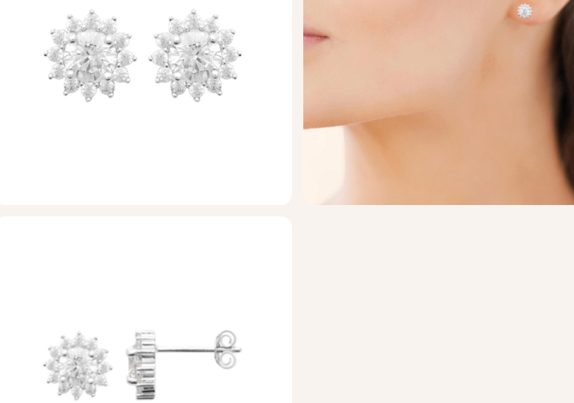 BOUCLES D'OREILLES Dame puces oxydes ARGENT