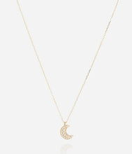 Charger l&#39;image dans la galerie, Collier Femme Noélie lune acier doré et oz ZAG SNS27000-01WHT
