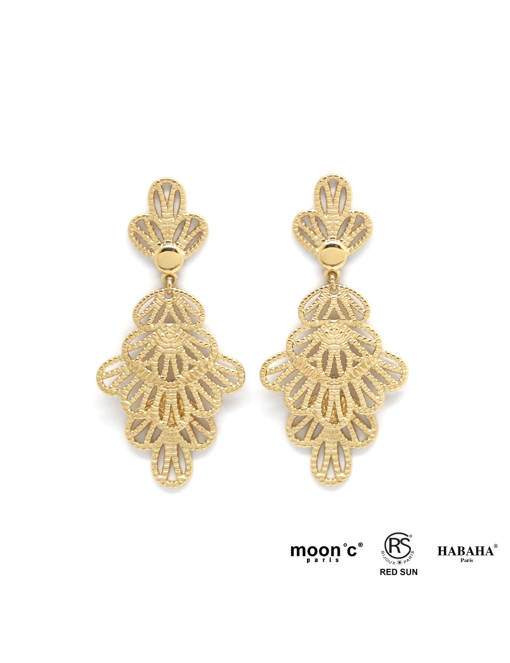 BOUCLES D'OREILLES Dame pendantes ACIER DORE INOXYDABLE