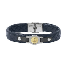 Charger l&#39;image dans la galerie, BRACELET Homme acier et cuir tressé plat BANG BANG N.21 SB021-BM-20
