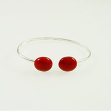 Charger l&#39;image dans la galerie, BRACELET Dame JONC OUVERT 2 PERLES EN CERAMIQUE GEVOLE
