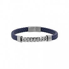 Charger l&#39;image dans la galerie, BRACELET Homme ACIER ET CUIR BLEU
