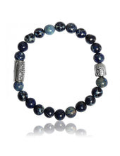 Charger l&#39;image dans la galerie, BRACELET Unisexe Jaspe de mer bleu foncé LAUREN STEVEN LSB08/034
