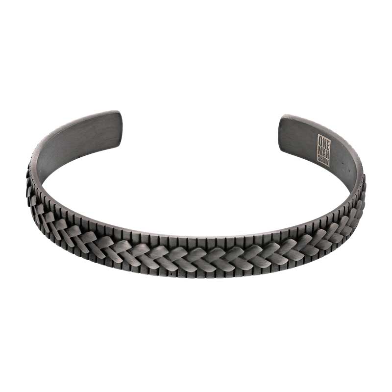 BRACELET Homme ACIER PATINE RELIEF TRESSE