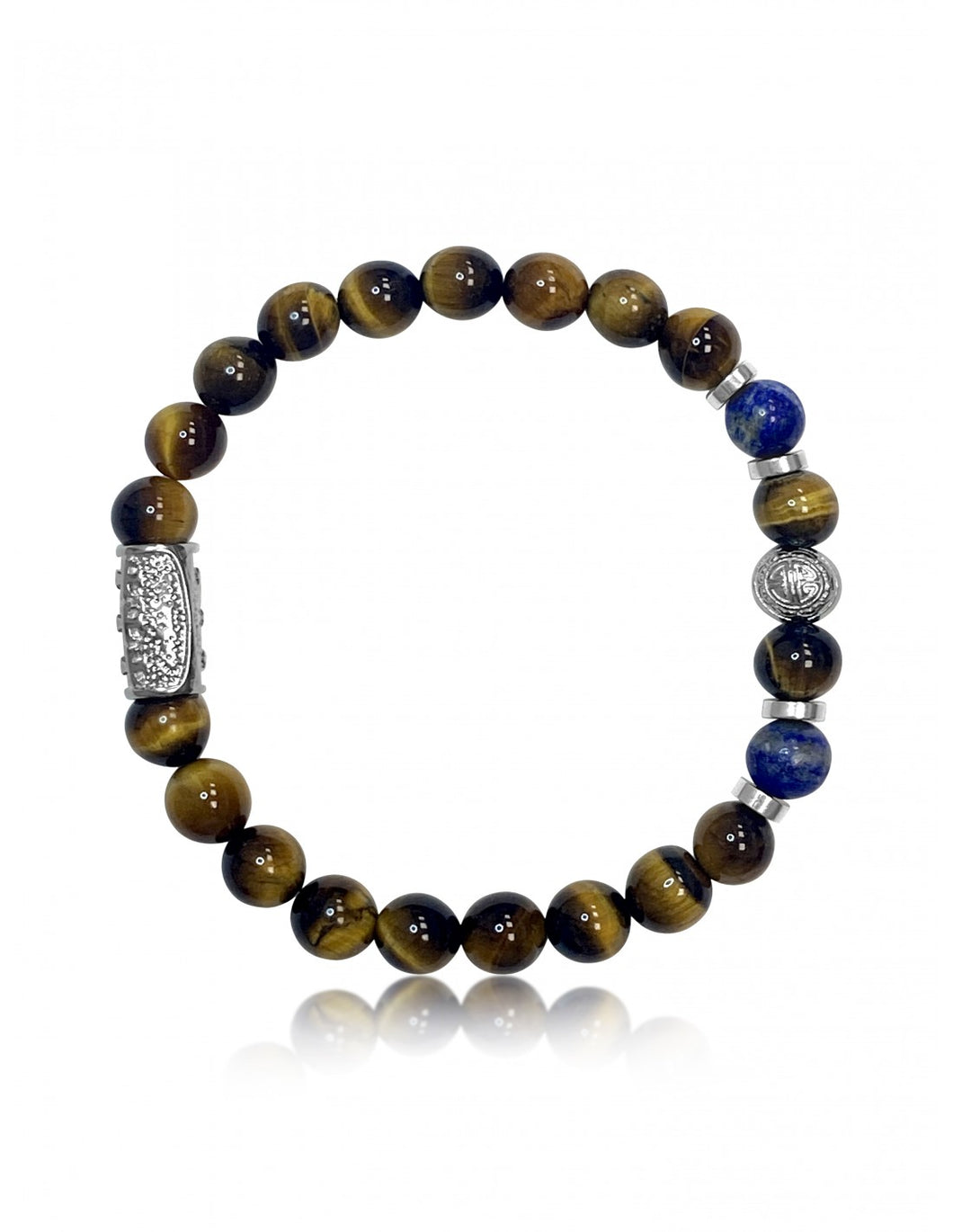 BRACELET Unisexe OEIL DE TIGRE MARRON ET LAPIS LAZULI LAUREN STEVEN