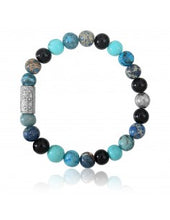 Charger l&#39;image dans la galerie, BRACELET MIXTE Agate Noire / Jaspe de Mer / Pierre de Phoenix / Turquoise LAUREN STEVEN
