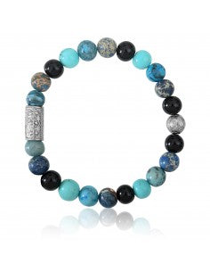 BRACELET MIXTE Agate Noire / Jaspe de Mer / Pierre de Phoenix / Turquoise LAUREN STEVEN