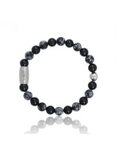 Charger l&#39;image dans la galerie, BRACELET Unisexe Agate noire et obsidienne flocon de neige LAUREN STEVEN LSB08/141
