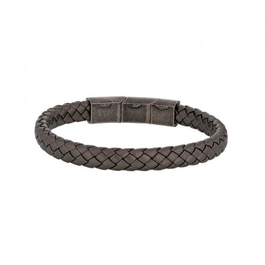 Bracelet réglable tressé cuir de bovin mordoré