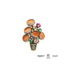 Charger l&#39;image dans la galerie, BROCHE Dame &quot;pot de fleurs oranges&quot;
