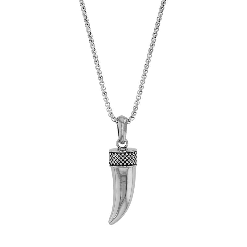 COLLIER Homme en acier PENDENTIF CORNE