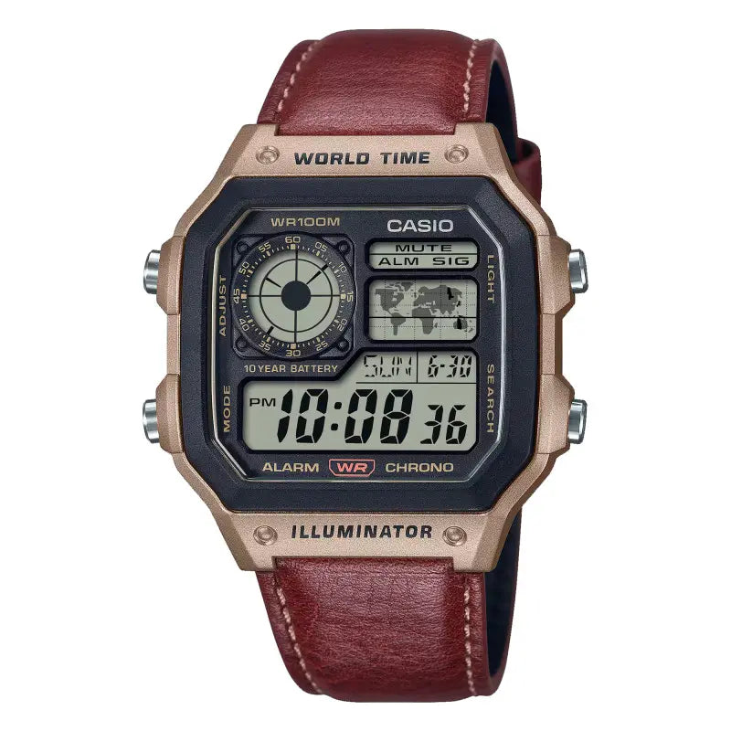 MONTRE Homme CASIO Timeless DIGITAL CUIR MARRON AE-1200WHL-5AVEF