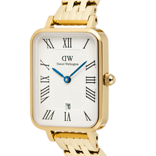 Charger l&#39;image dans la galerie, MONTRE Dame  Quadro Roman Numerals Date 5-link Gold DANIEL WELLINGTON DW00100861
