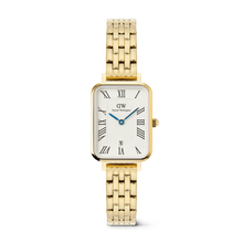 Charger l&#39;image dans la galerie, MONTRE Dame  Quadro Roman Numerals Date 5-link Gold DANIEL WELLINGTON DW00100861
