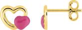 BOUCLES D-OREILLES Enfant  coeur doré et rose PLAQUE OR