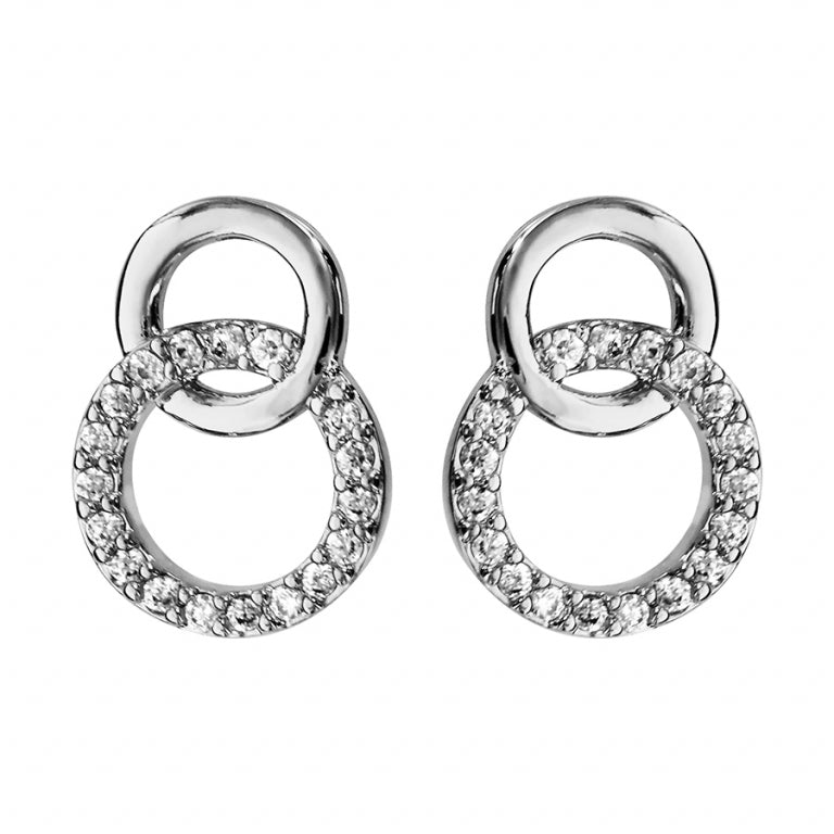 BOUCLES D OREILLES ARGENT DOUBLE CERCLES ENTRELACES OZ