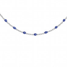Charger l&#39;image dans la galerie, COLLIER FEMME  ARGENT RHODIE OLIVES RESINE BLEU FONCÉ
