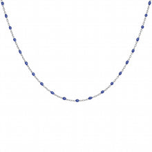 Charger l&#39;image dans la galerie, COLLIER FEMME  ARGENT RHODIE OLIVES RESINE BLEU FONCÉ
